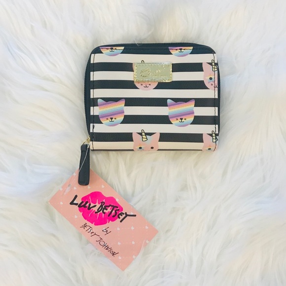 BETSEY JOHNSON Striped Unicorn Kitty Cat Wallet - Picture 1 of 5